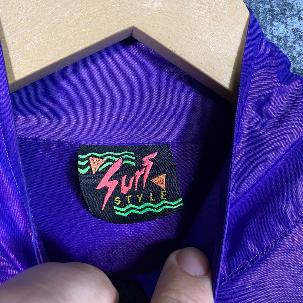 Surf Style Interplanetary Body Gear Purple‎ Iridescent Windbreaker Small 90s - Picture 6 of 8